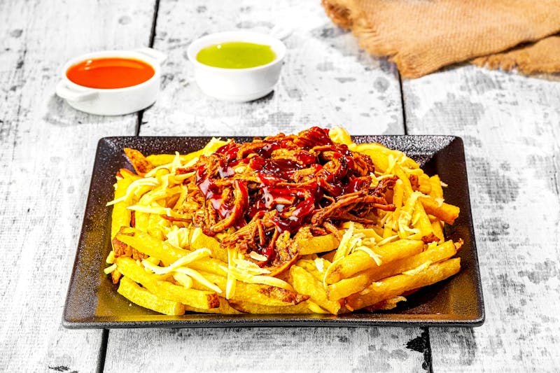Dions loaded cheese fries with toppings